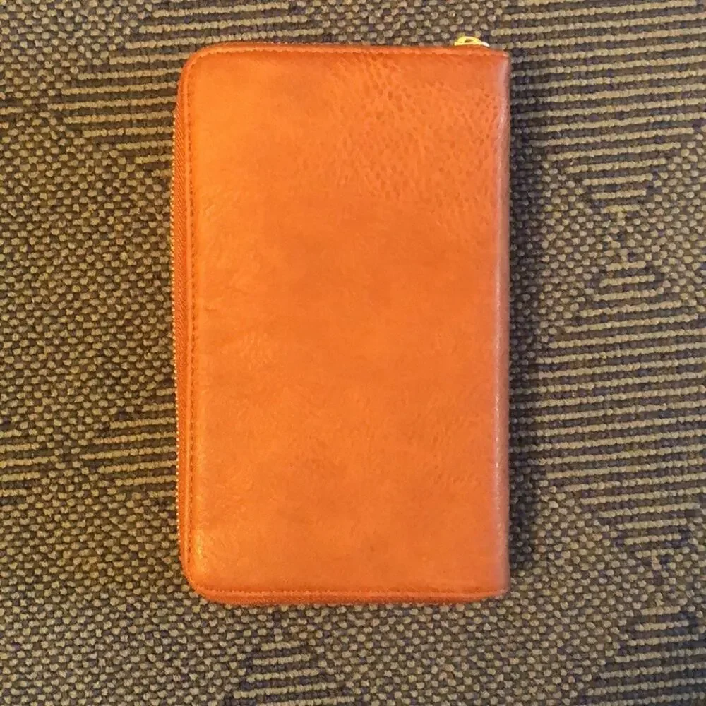 Kate Spade Wallet Brown Leather Gold Metal Accents Used with Some Scuffing